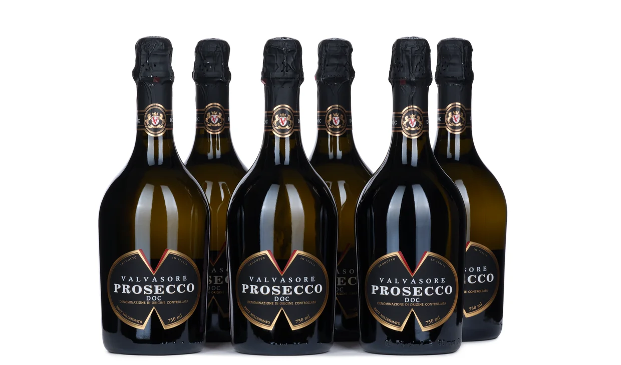 Набор вина - Ящик миллезимного просекко Valvasore Brut, 6 бутылок игристого