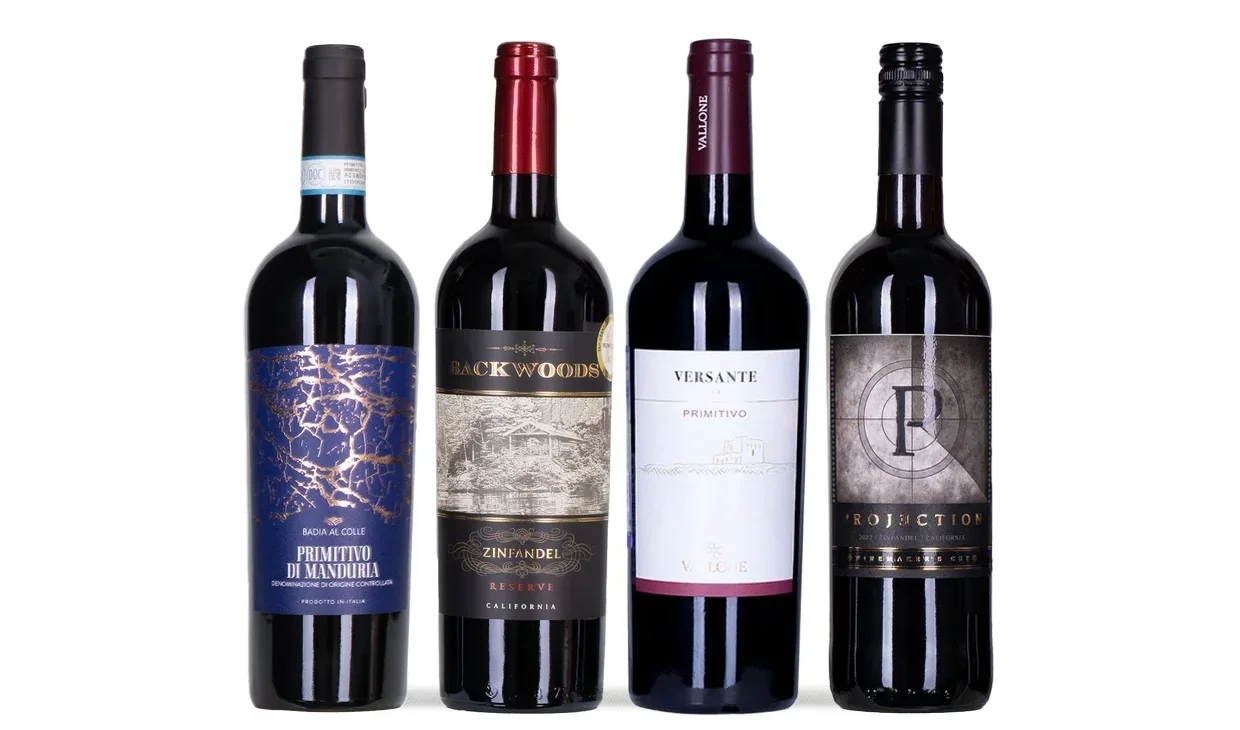 Набор вина - Зинфандель и примитиво, 4 бутылки красного