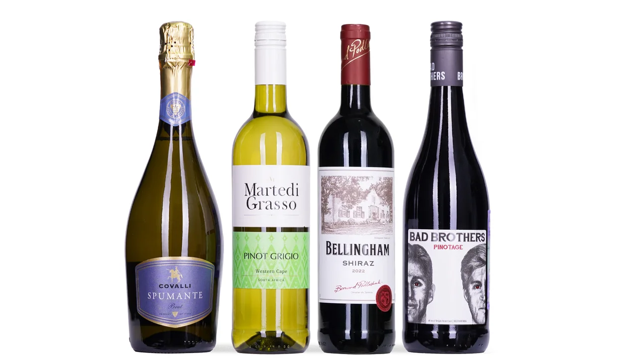 Набор вина - Татьянин сет, По бутылке игристого и белого и 2 бутылки красного