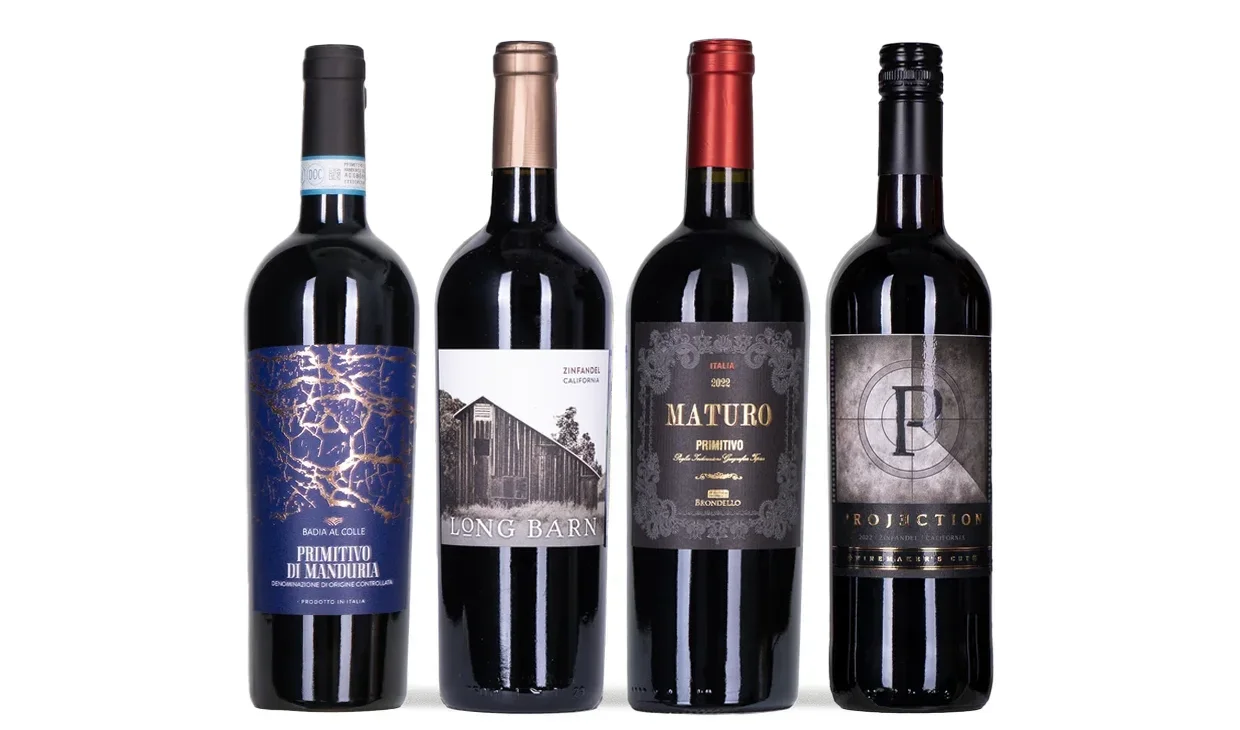 Набор вина - Зинфандель и примитиво, 4 бутылки красного