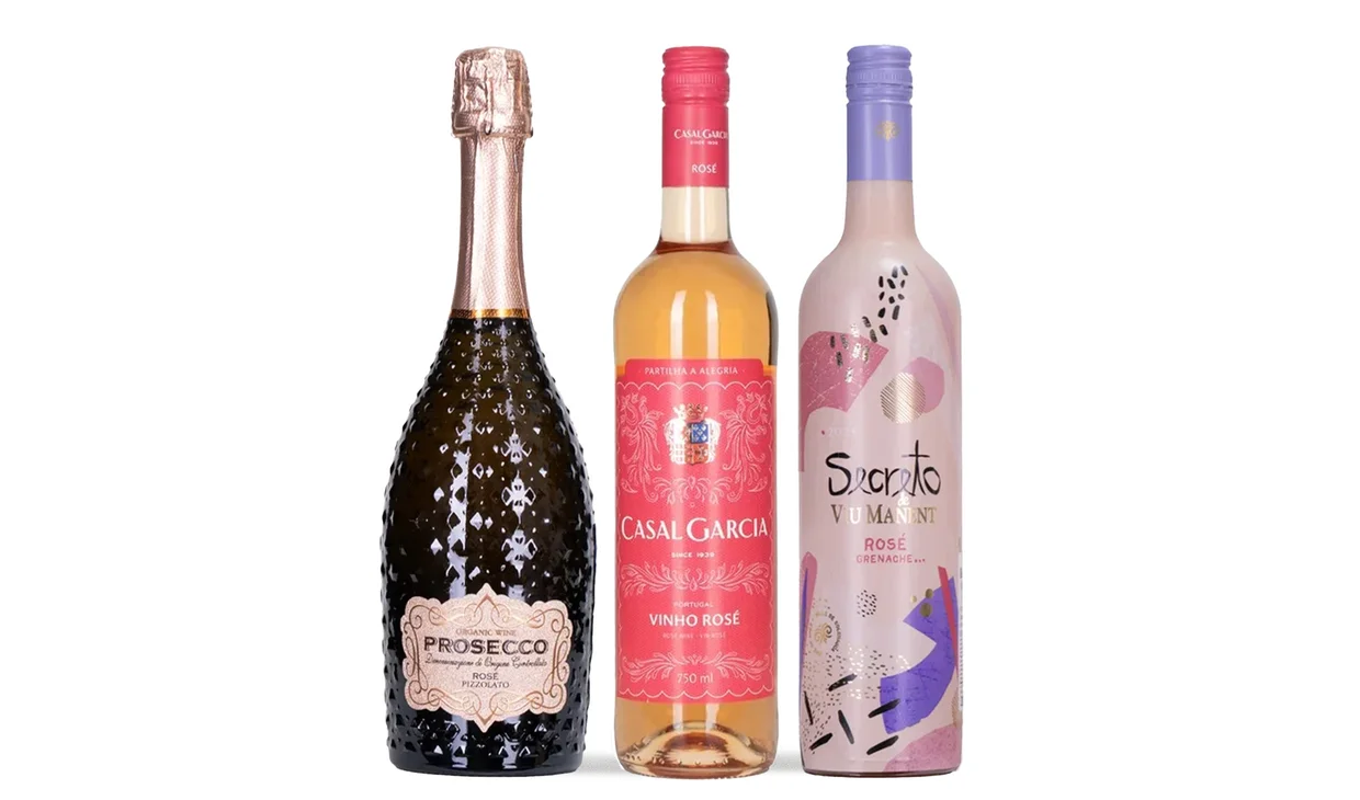 Набор вина - Drink pink, 1 бутылка розового игристого и 2 бутылки розового